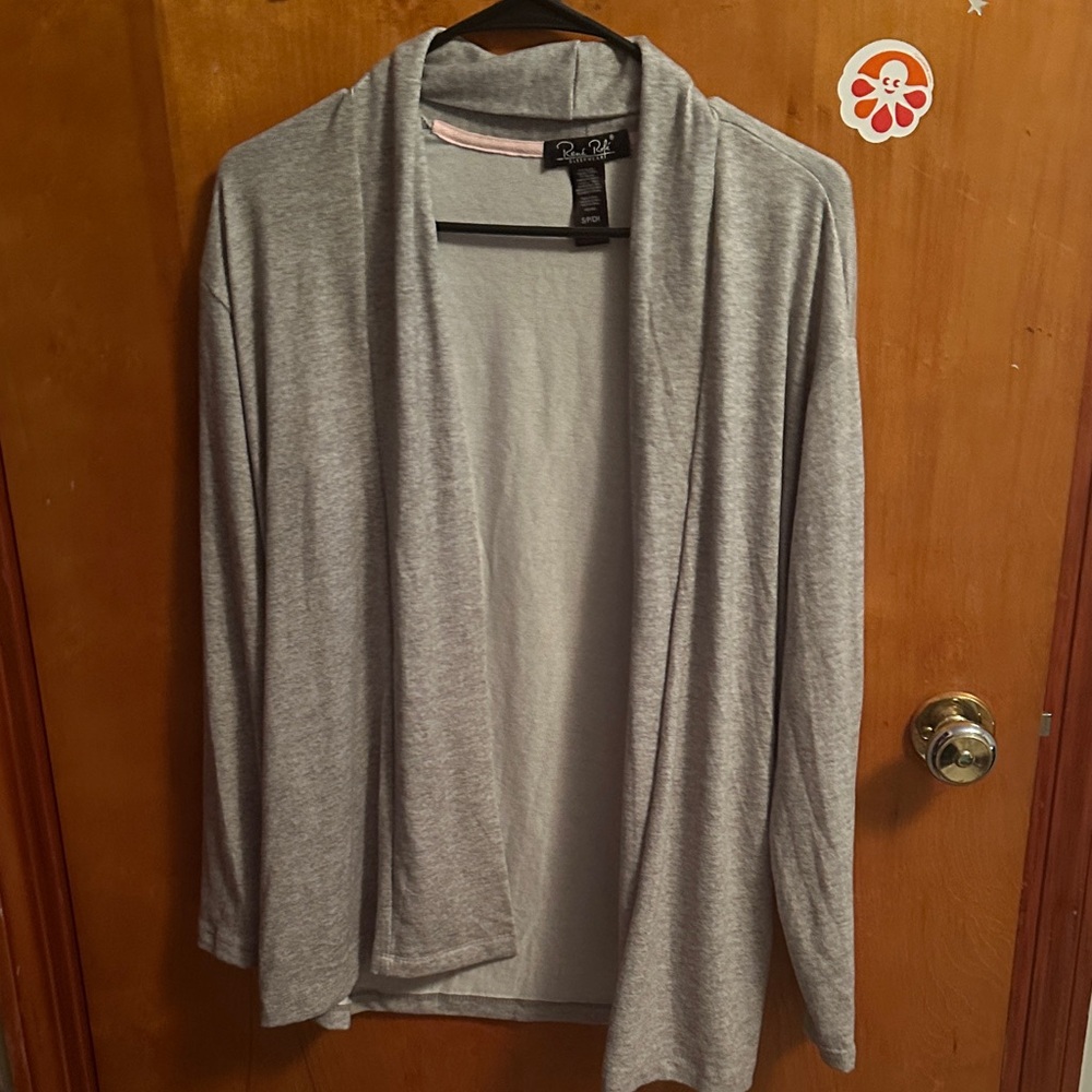 Gray Open Front Cardigan